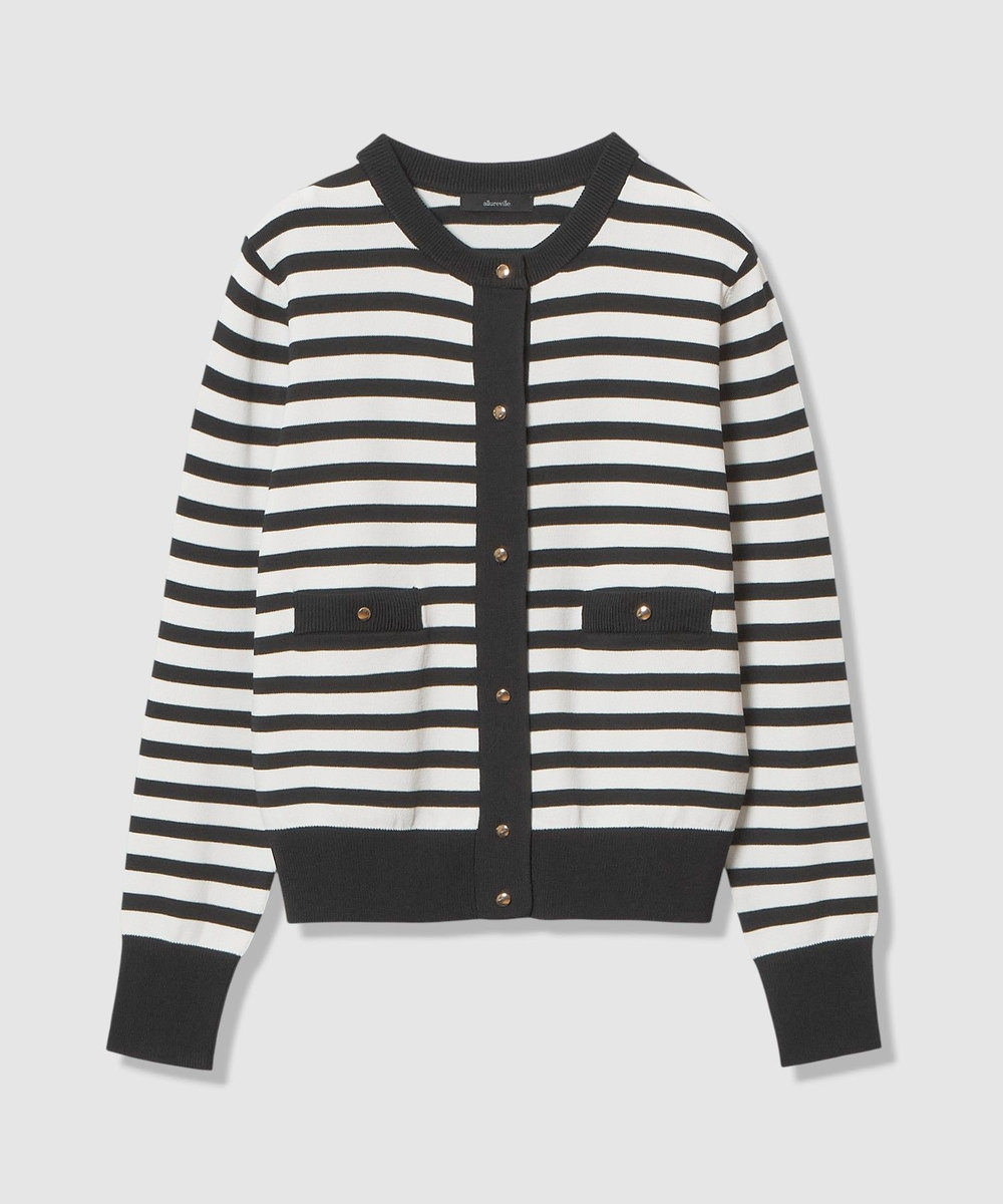 allureville ポケットクルーカーディガン ブラック系 (98)