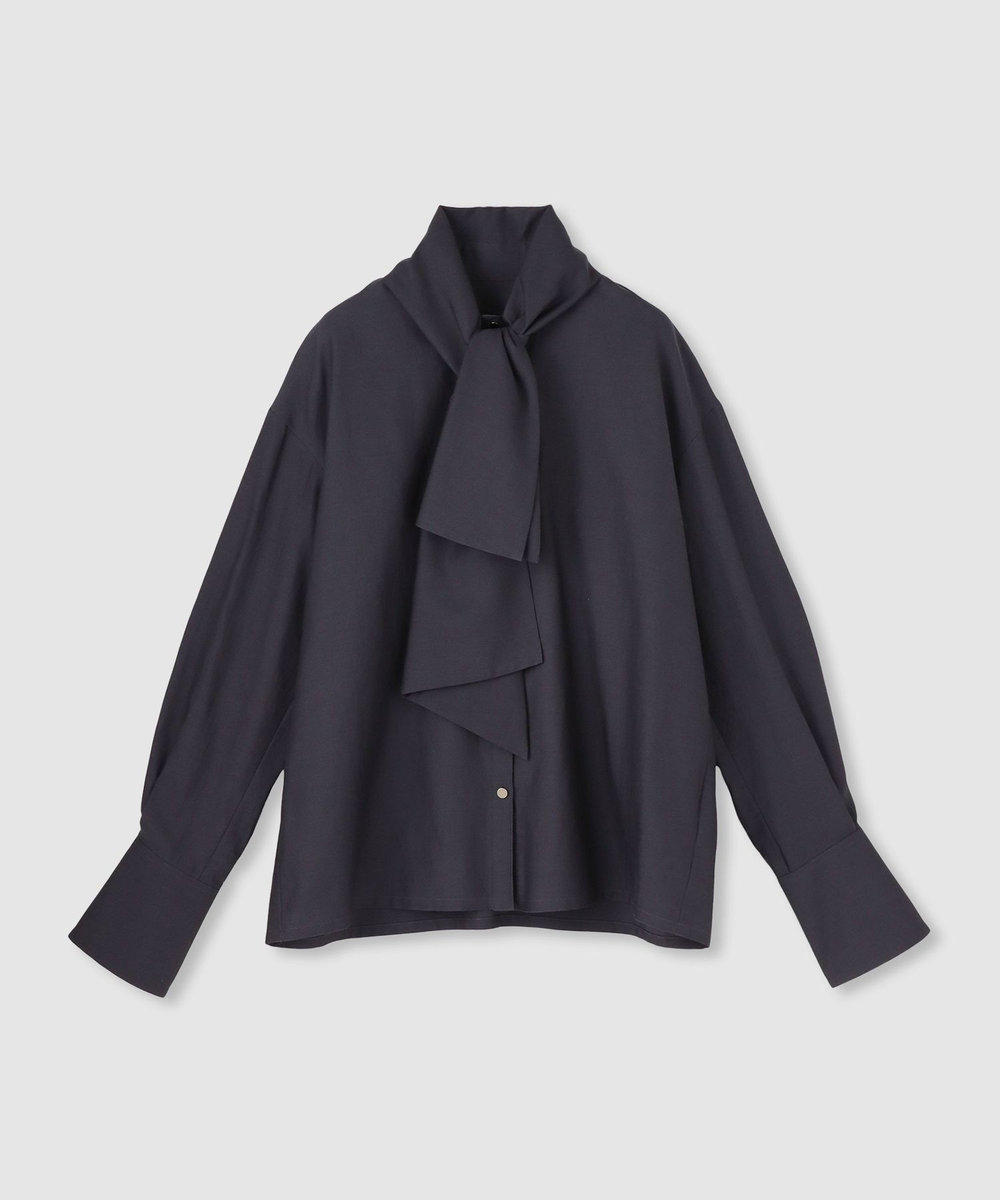 allureville キュプラコットンビッグタイブラウス チャコールグレー (94)