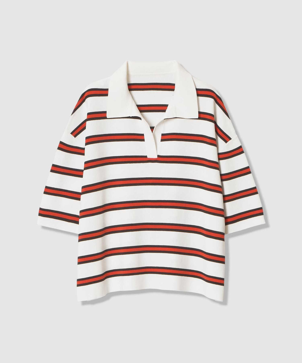 allureville ボーダーポロ プルオーバー ホワイト系 (08)