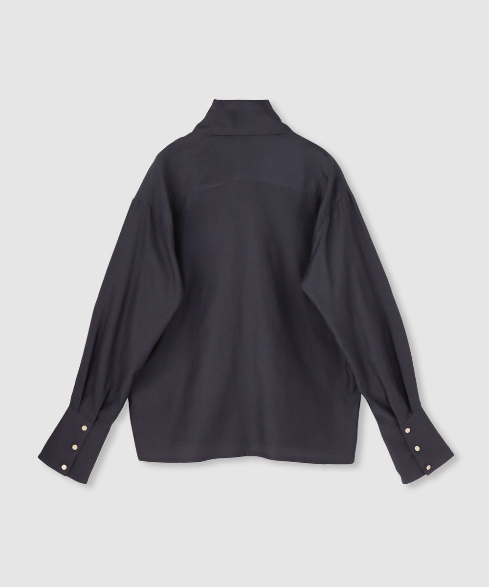 allureville キュプラコットンビッグタイブラウス チャコールグレー (94)