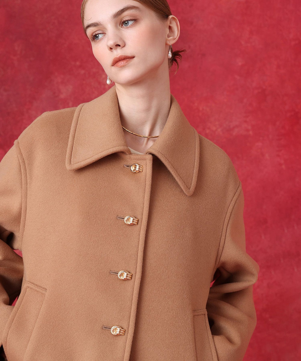 LOULOU WILLOUGHBY シャルムビーバーショートコート キャメル (84)