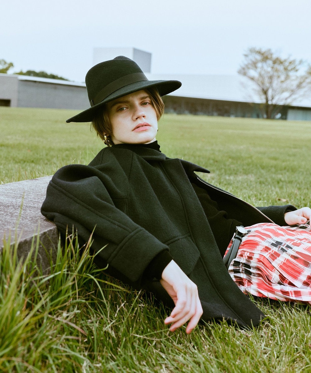 allureville ウールモッサステンカラーブルゾン ブラック (95)