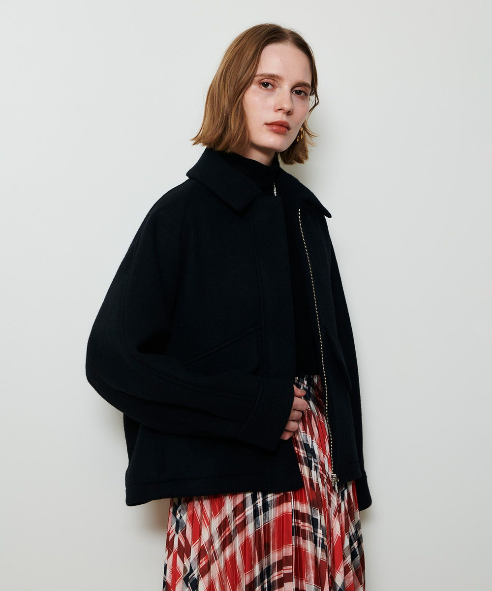 allureville ウールモッサステンカラーブルゾン ブラック (95)