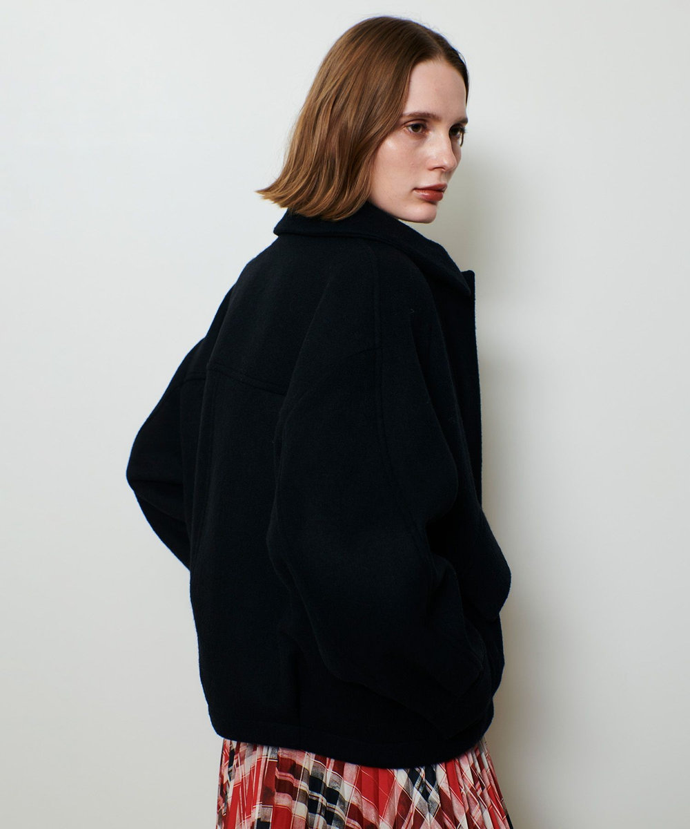 allureville ウールモッサステンカラーブルゾン ブラック (95)