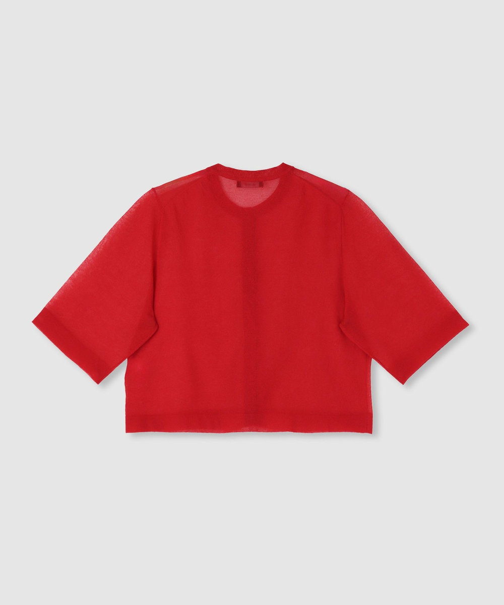 allureville ハーフスリーブシアークルーカーディガン レッド (43)