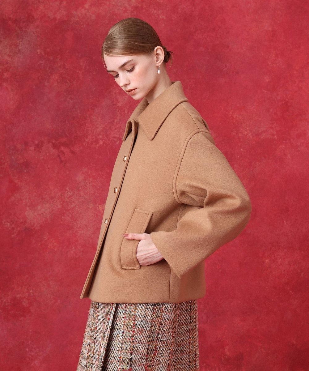 LOULOU WILLOUGHBY シャルムビーバーショートコート キャメル (84)