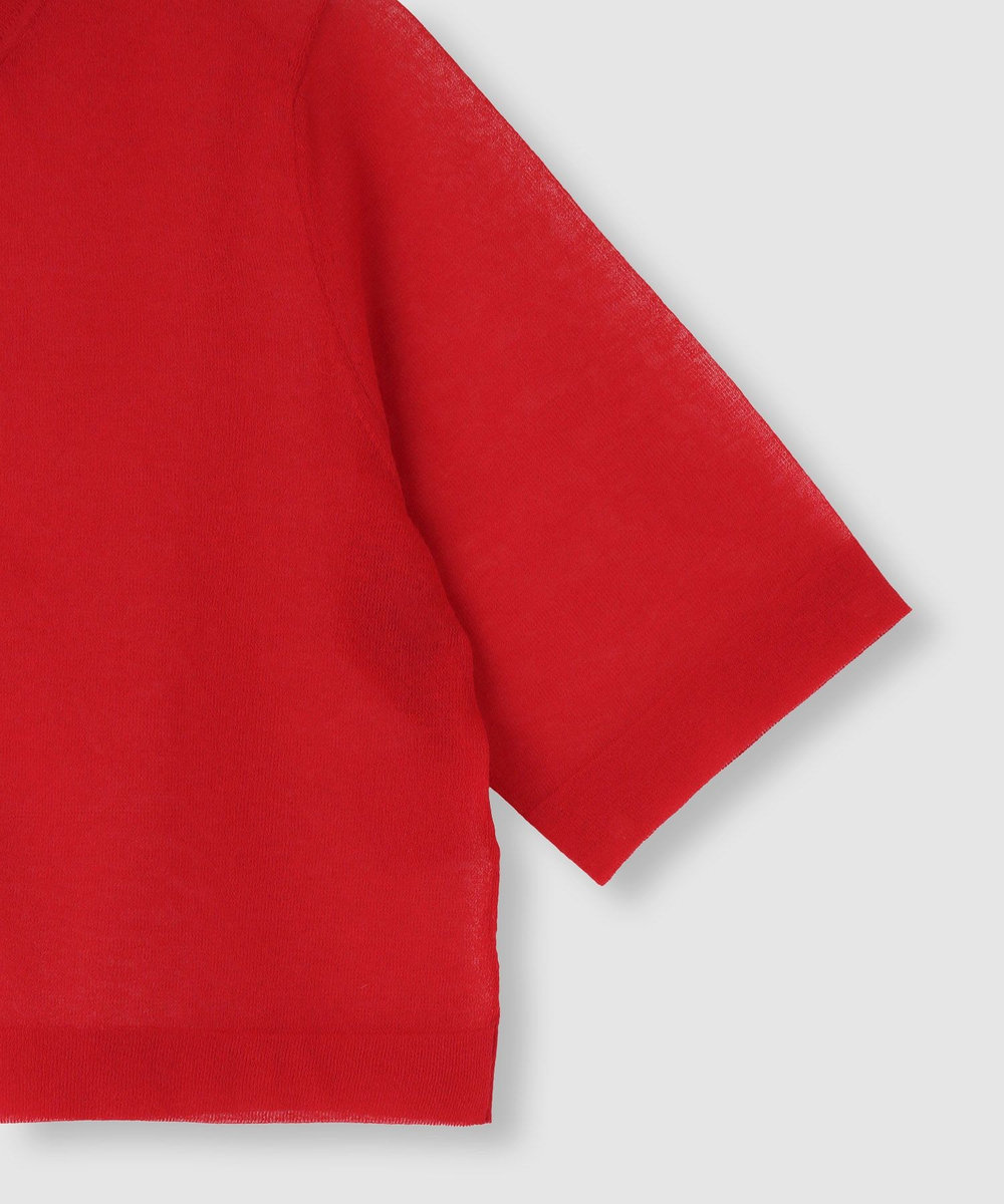 allureville ハーフスリーブシアークルーカーディガン レッド (43)