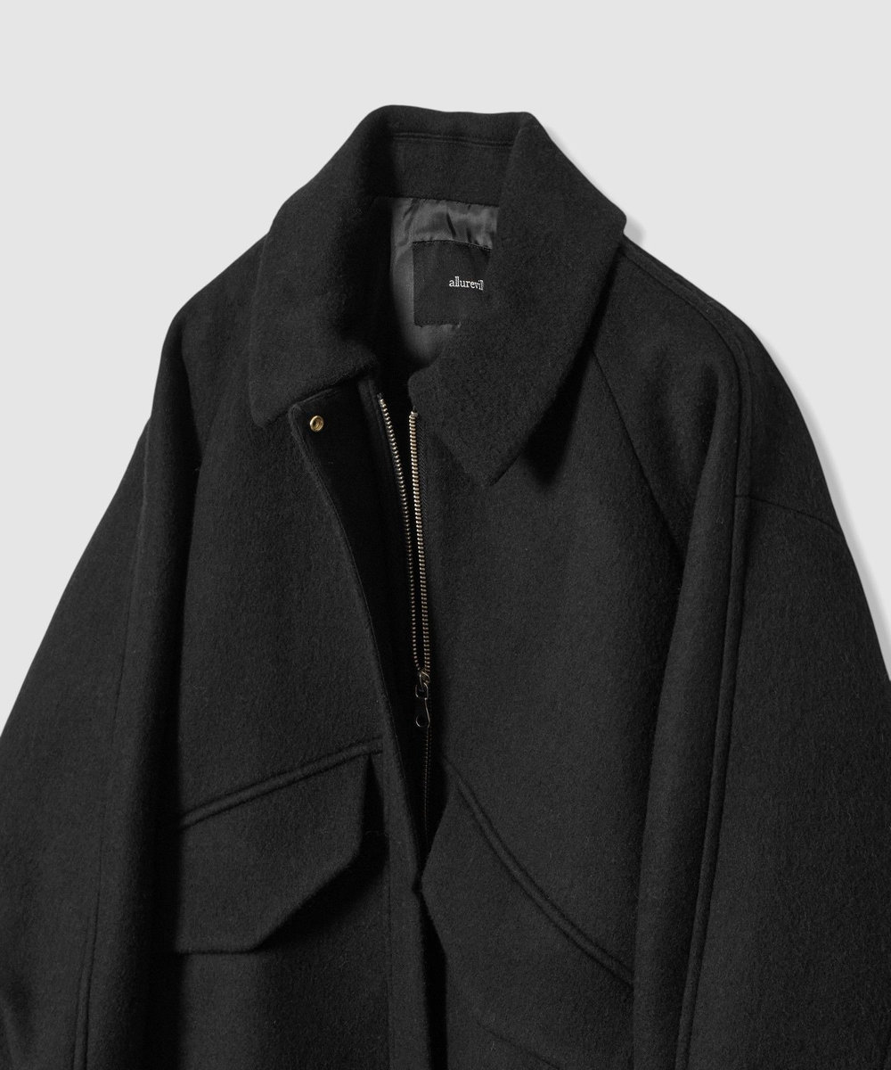 allureville ウールモッサステンカラーブルゾン ブラック (95)