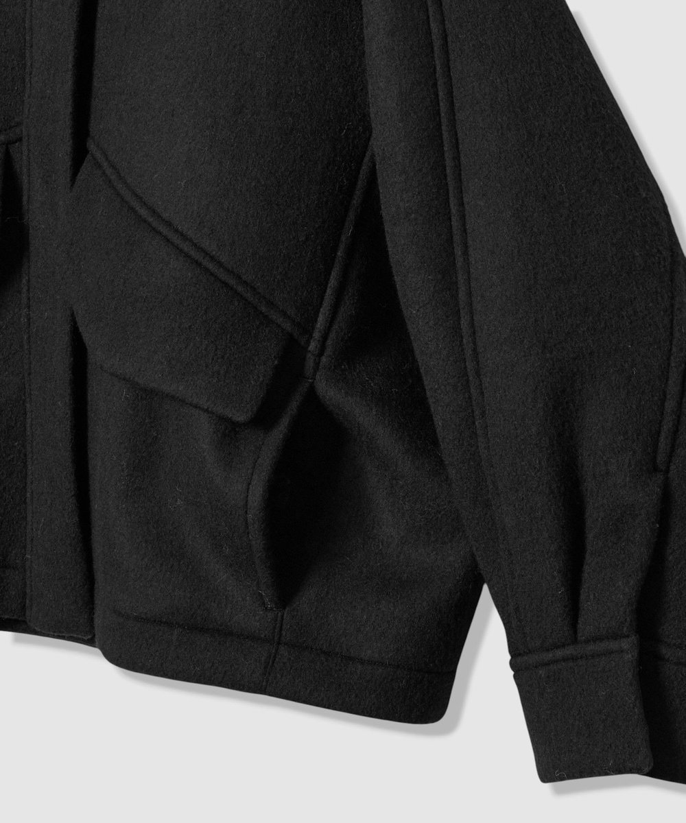 allureville ウールモッサステンカラーブルゾン ブラック (95)