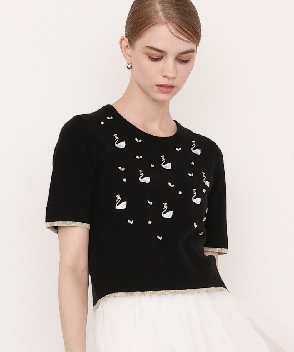 LOULOU WILLOUGHBY スワニーシシュウプルオーバー ブラック (95)