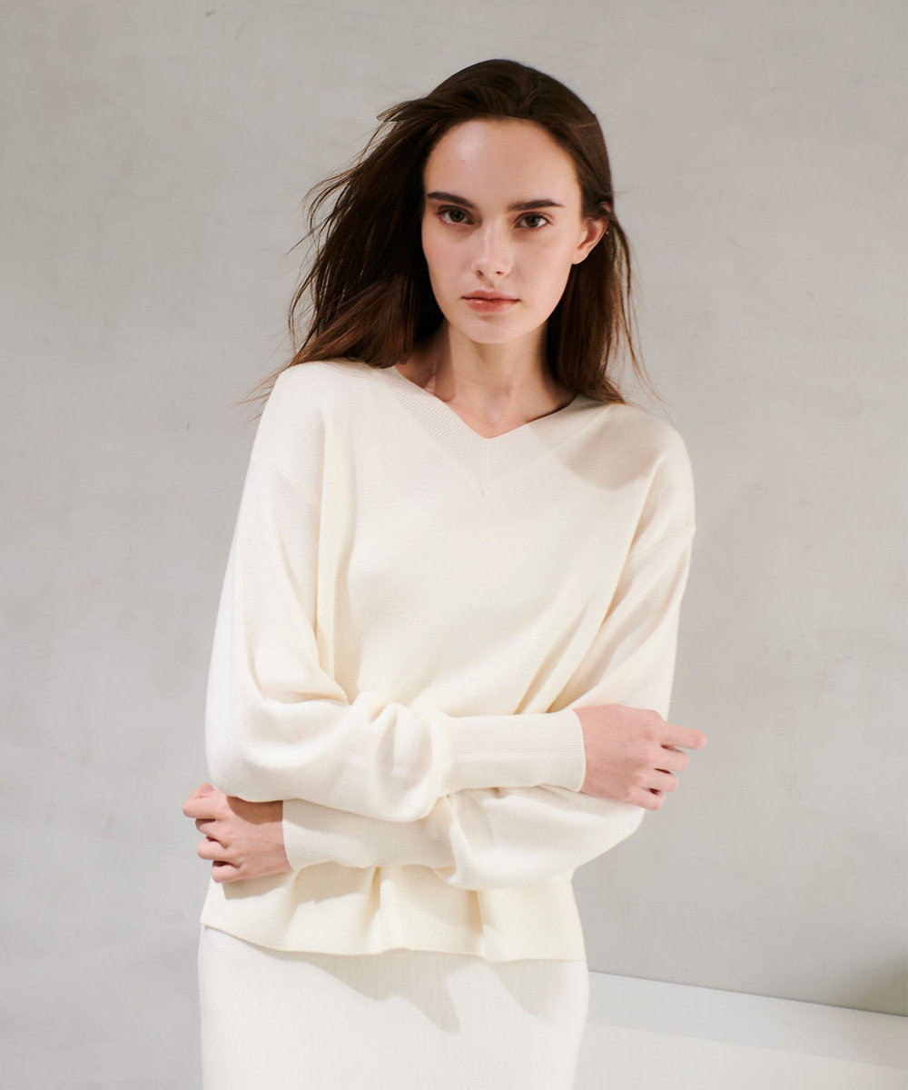 アパルトモン購入 エレストリオフ 22AW ウールパイルリバーシブルニットパンツ セットアップ対応可能】ウールスムース2WAYネックプルオーバー