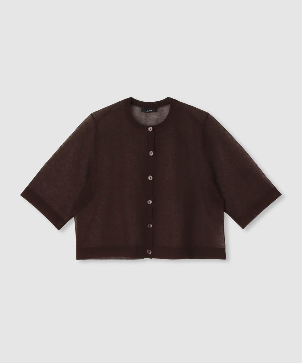 allureville ハーフスリーブシアークルーカーディガン ブラウン (81)
