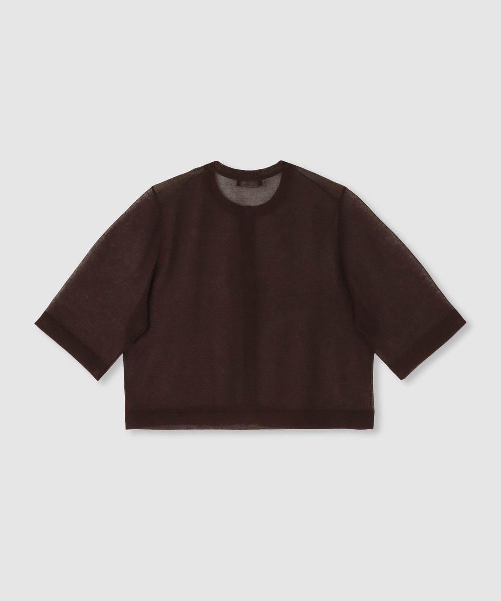 allureville ハーフスリーブシアークルーカーディガン ブラウン (81)