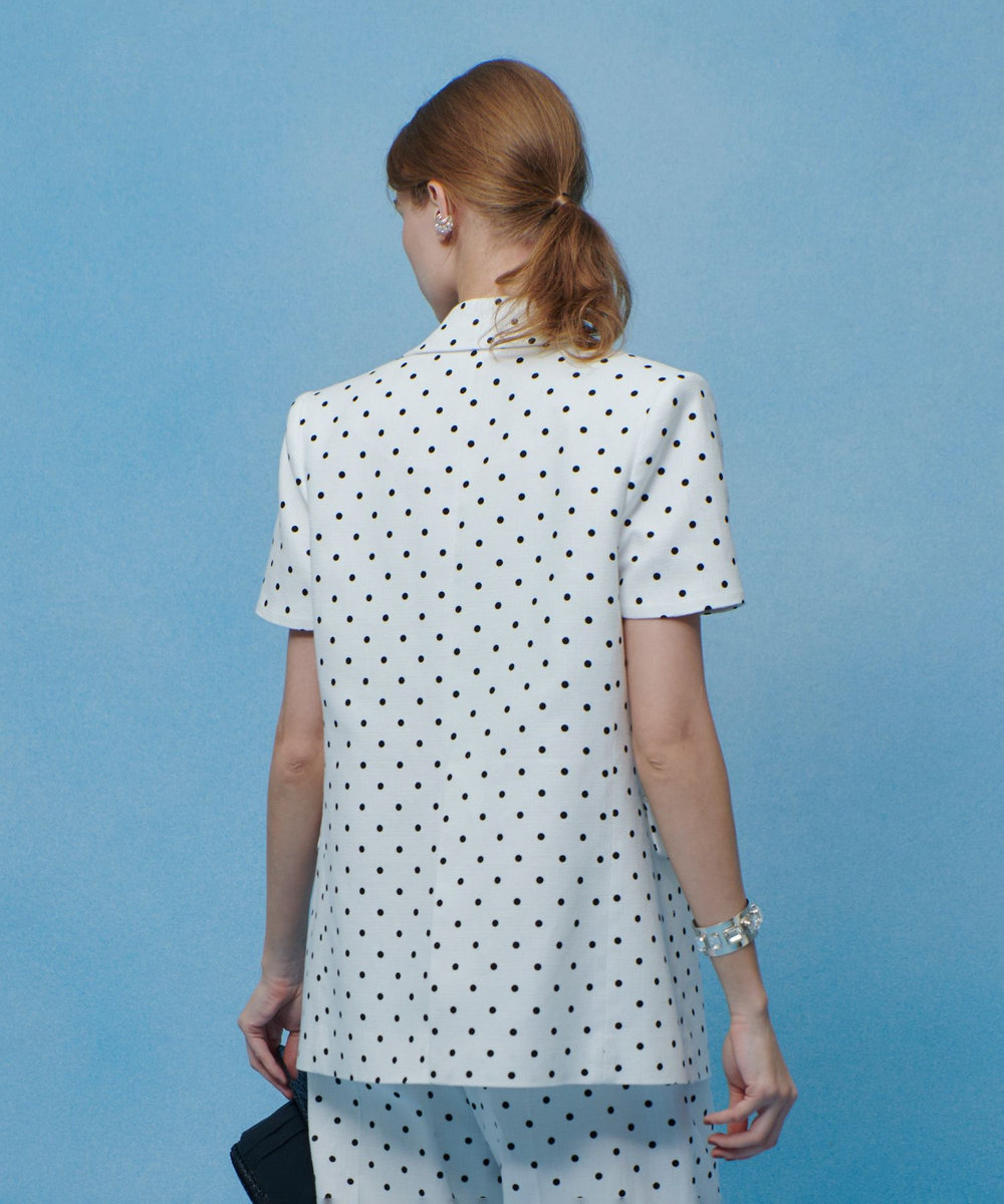 LOULOU WILLOUGHBY 【LOULOU WILLOUGHBY】リネン混ドットハーフスリーブジャケット ホワイト系 (08)