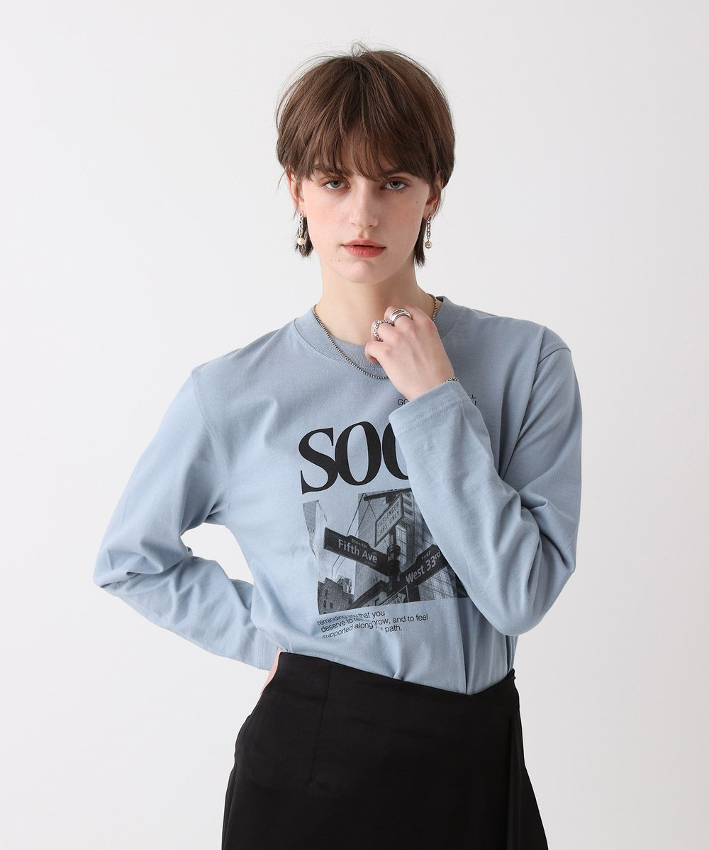 allureville サイネージロゴロングTシャツ サックス (63)