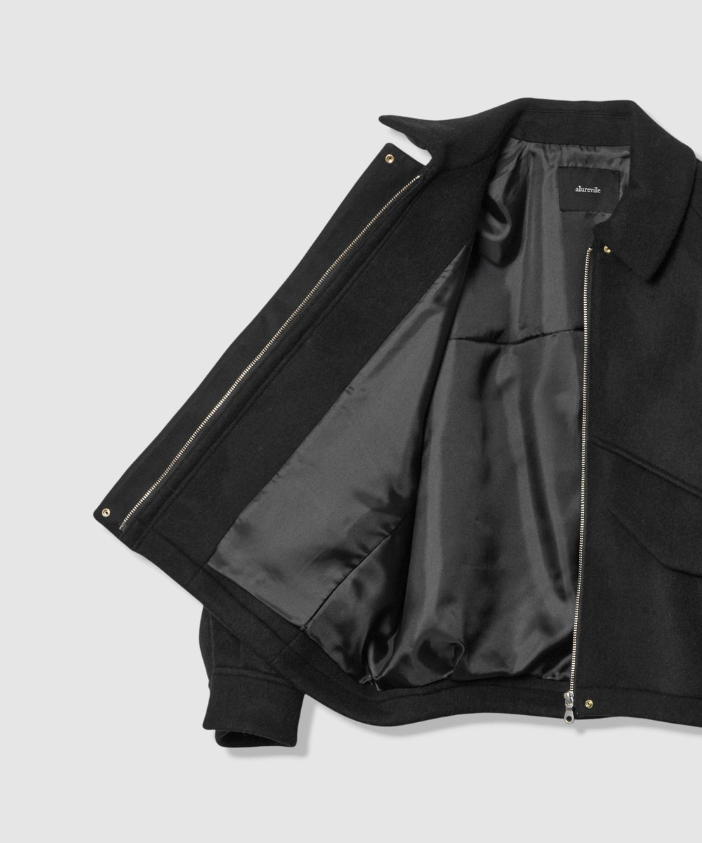 allureville ウールモッサステンカラーブルゾン ブラック (95)