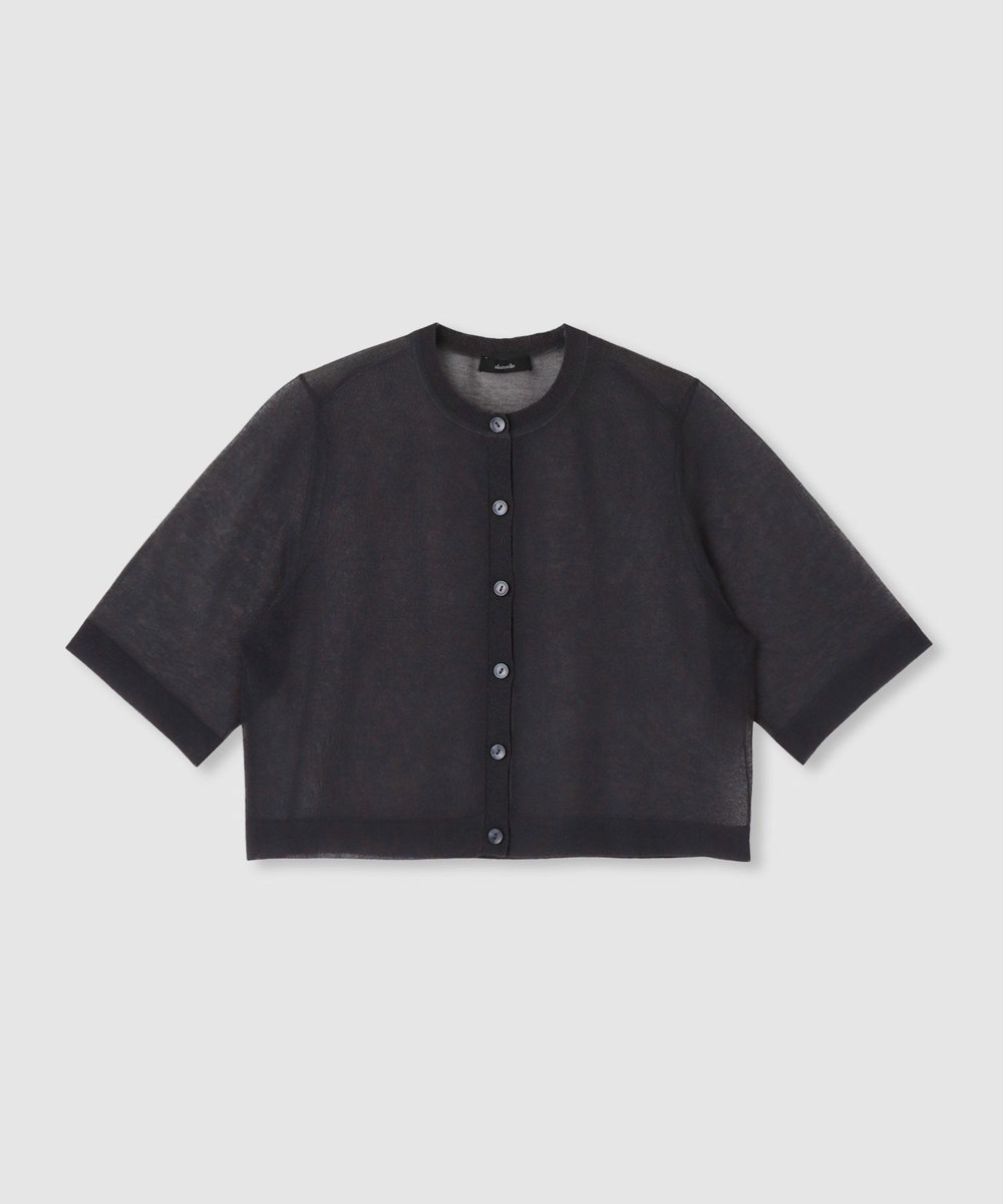 allureville ハーフスリーブシアークルーカーディガン チャコールグレー (94)