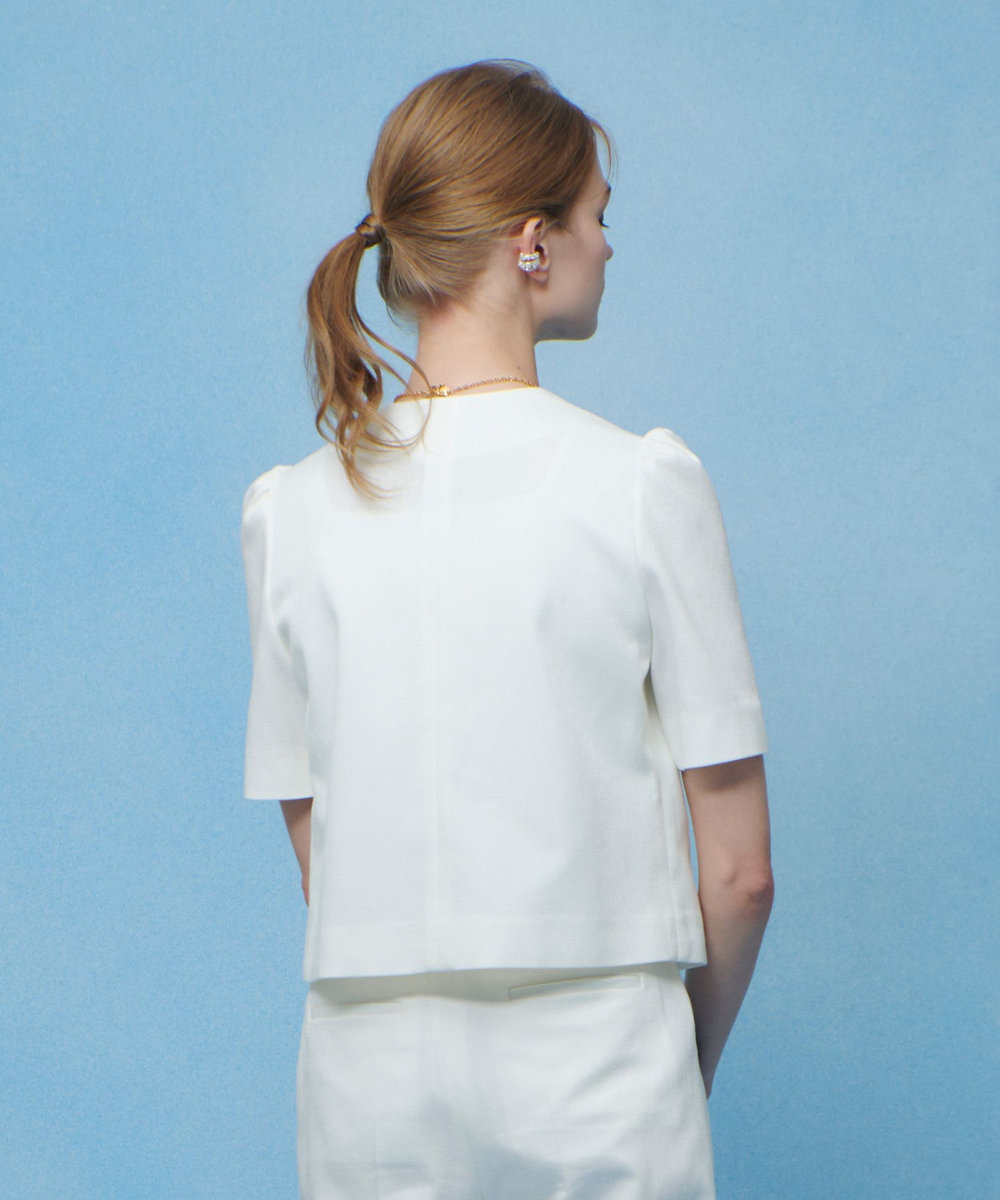 LOULOU WILLOUGHBY 【LOULOU WILLOUGHBY】ブライトリネン半袖ジャケット ホワイト (01)