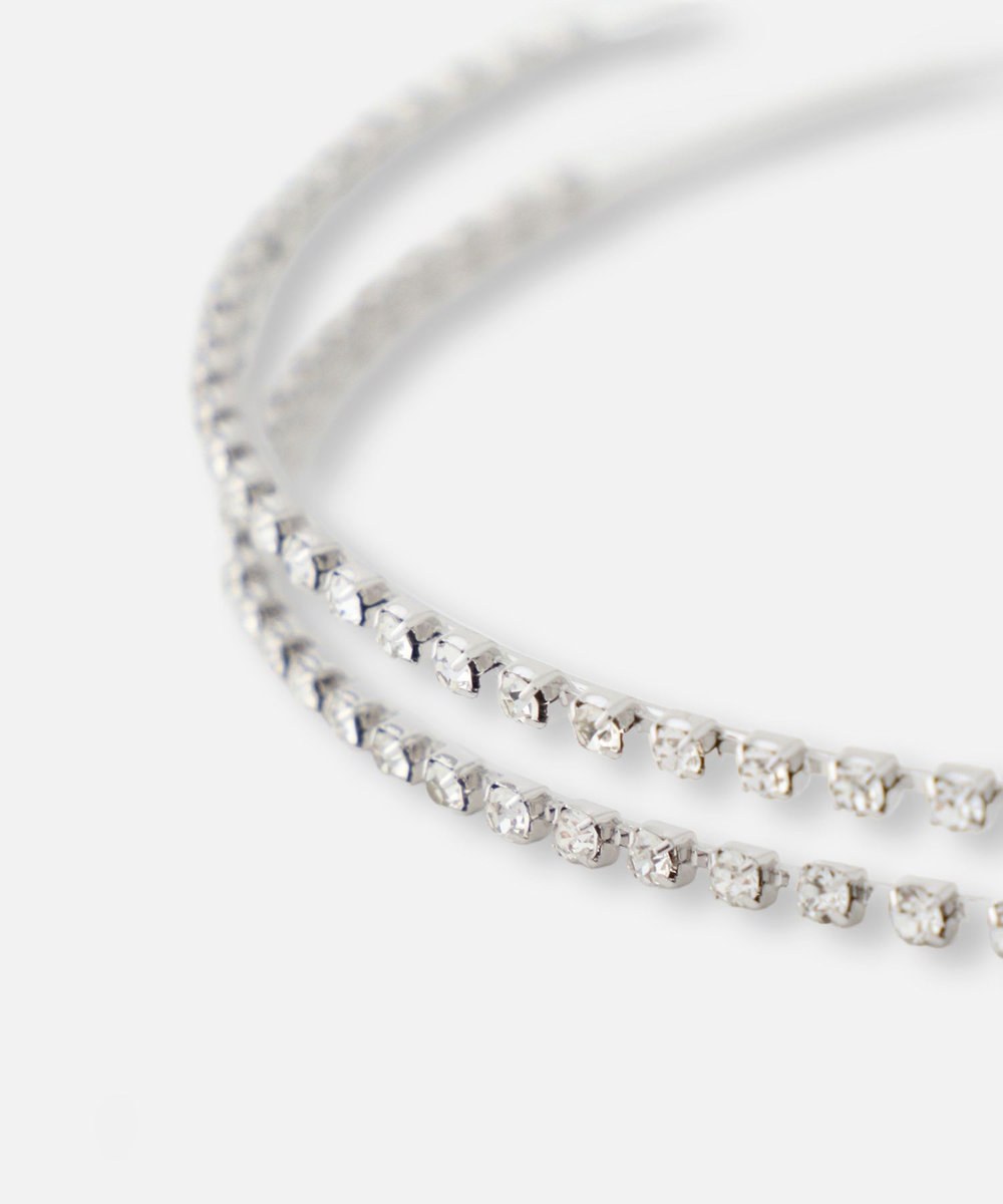 allureville 二連ビジューカチューシャ シルバー (90)