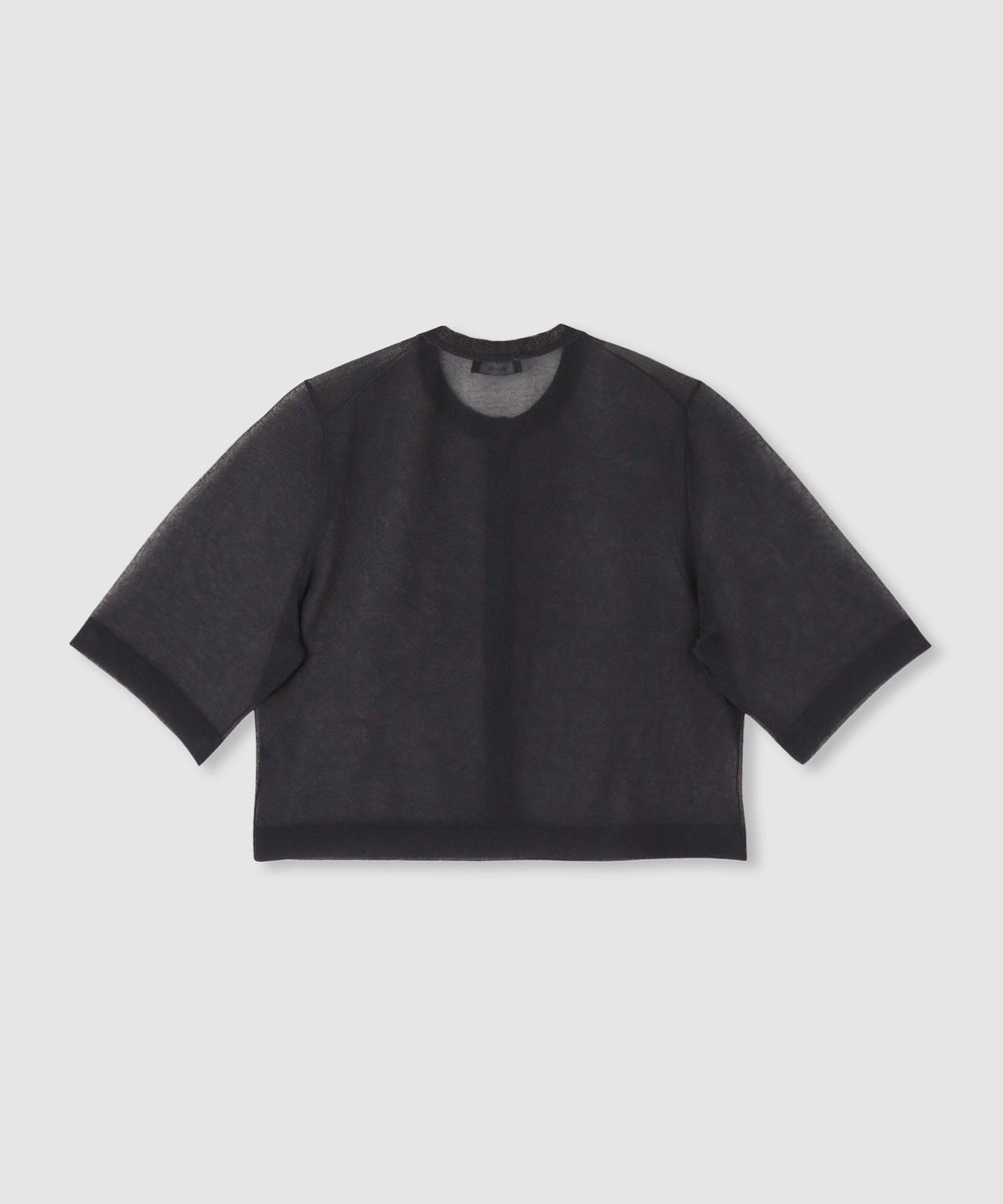 allureville ハーフスリーブシアークルーカーディガン チャコールグレー (94)