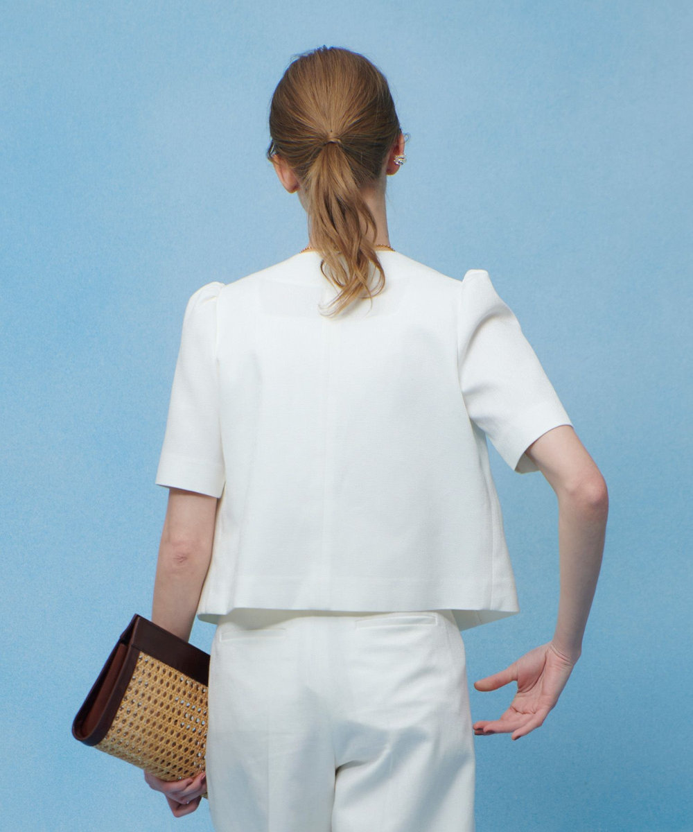 LOULOU WILLOUGHBY 【LOULOU WILLOUGHBY】ブライトリネン半袖ジャケット ホワイト (01)