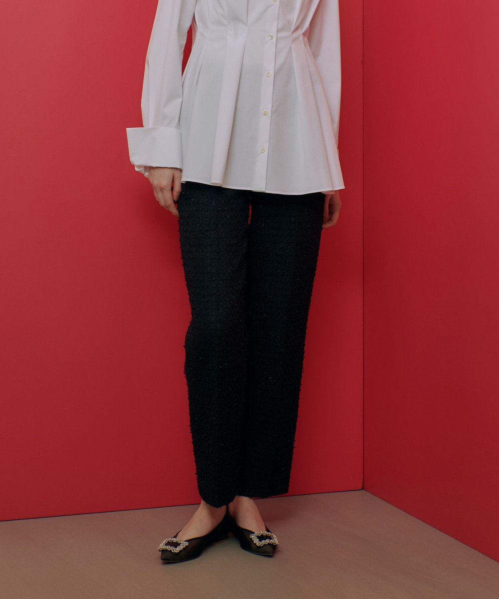 LOULOU WILLOUGHBY 【LOULOU WILLOUGHBY】ファンシーツイードパンツ ネイビー (65)