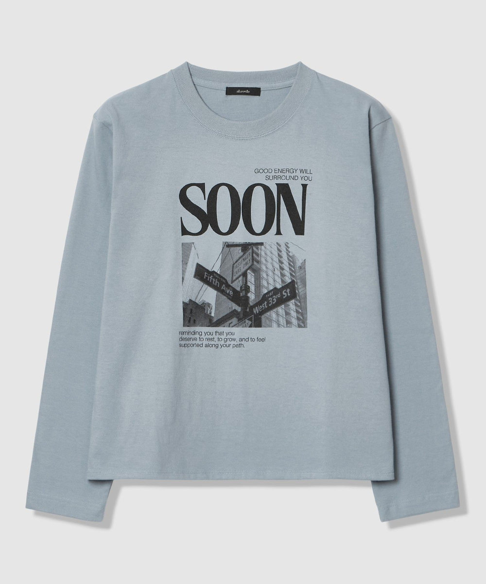 allureville サイネージロゴロングTシャツ サックス (63)
