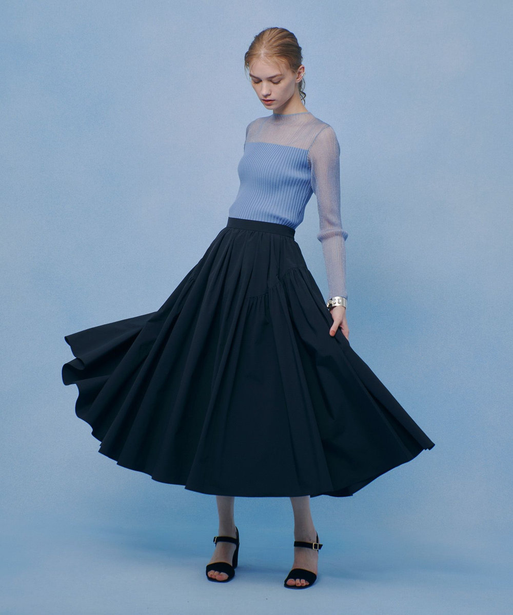 LOULOU WILLOUGHBY 【LOULOU WILLOUGHBY】キリカエタックタフタスカート ブラック (95)