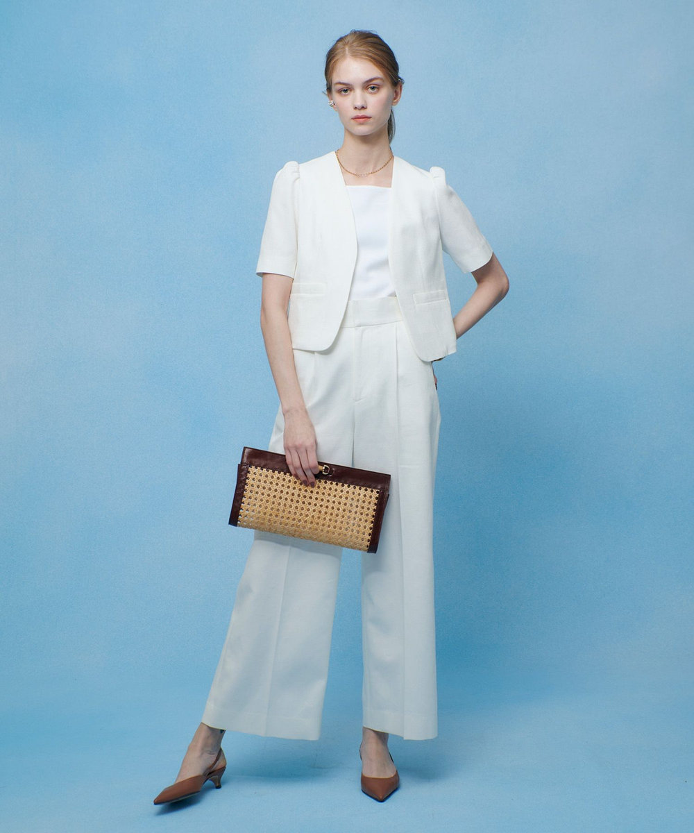 LOULOU WILLOUGHBY 【LOULOU WILLOUGHBY】ブライトリネン半袖ジャケット ホワイト (01)