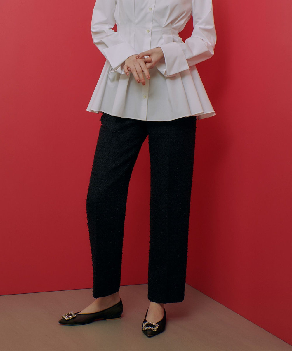 LOULOU WILLOUGHBY 【LOULOU WILLOUGHBY】ファンシーツイードパンツ ネイビー (65)