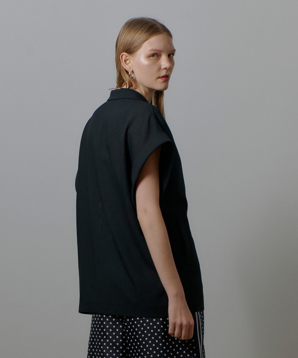 allureville スラブメッシュフレンチスリーブジャケット ネイビー (65)