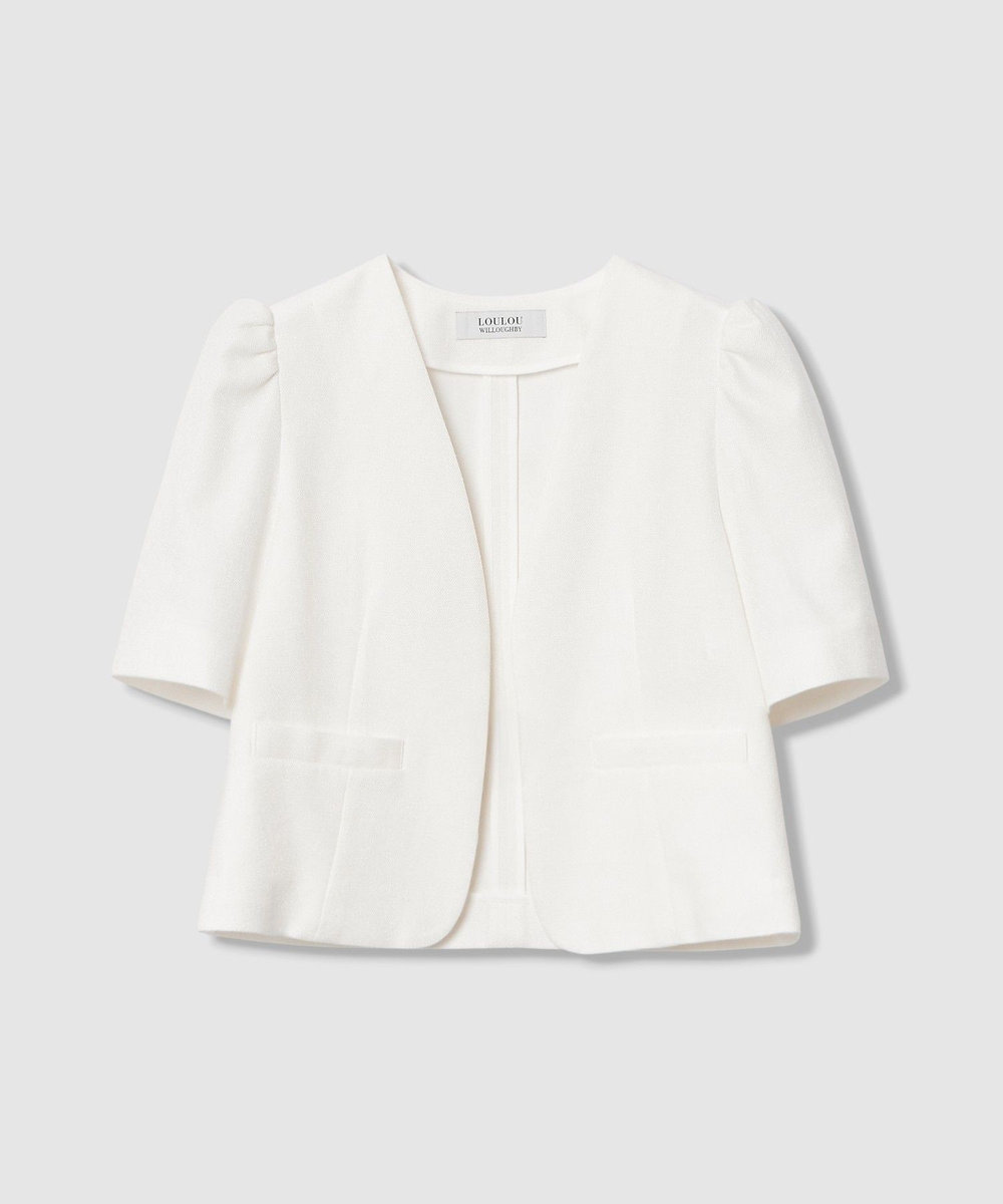 LOULOU WILLOUGHBY 【LOULOU WILLOUGHBY】ブライトリネン半袖ジャケット ホワイト (01)