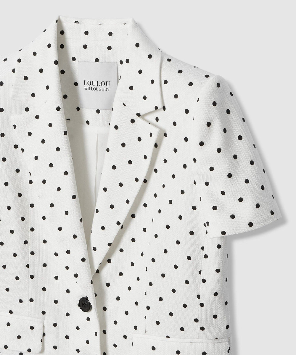 LOULOU WILLOUGHBY 【LOULOU WILLOUGHBY】リネン混ドットハーフスリーブジャケット ホワイト系 (08)