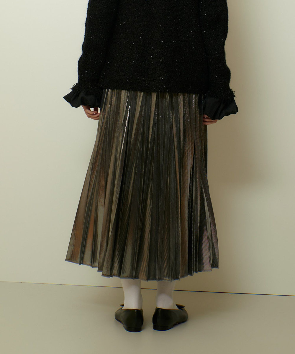 allureville メタリック切替プリーツスカート シルバー (90)