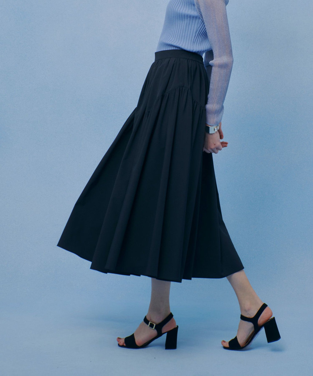 LOULOU WILLOUGHBY 【LOULOU WILLOUGHBY】キリカエタックタフタスカート ブラック (95)