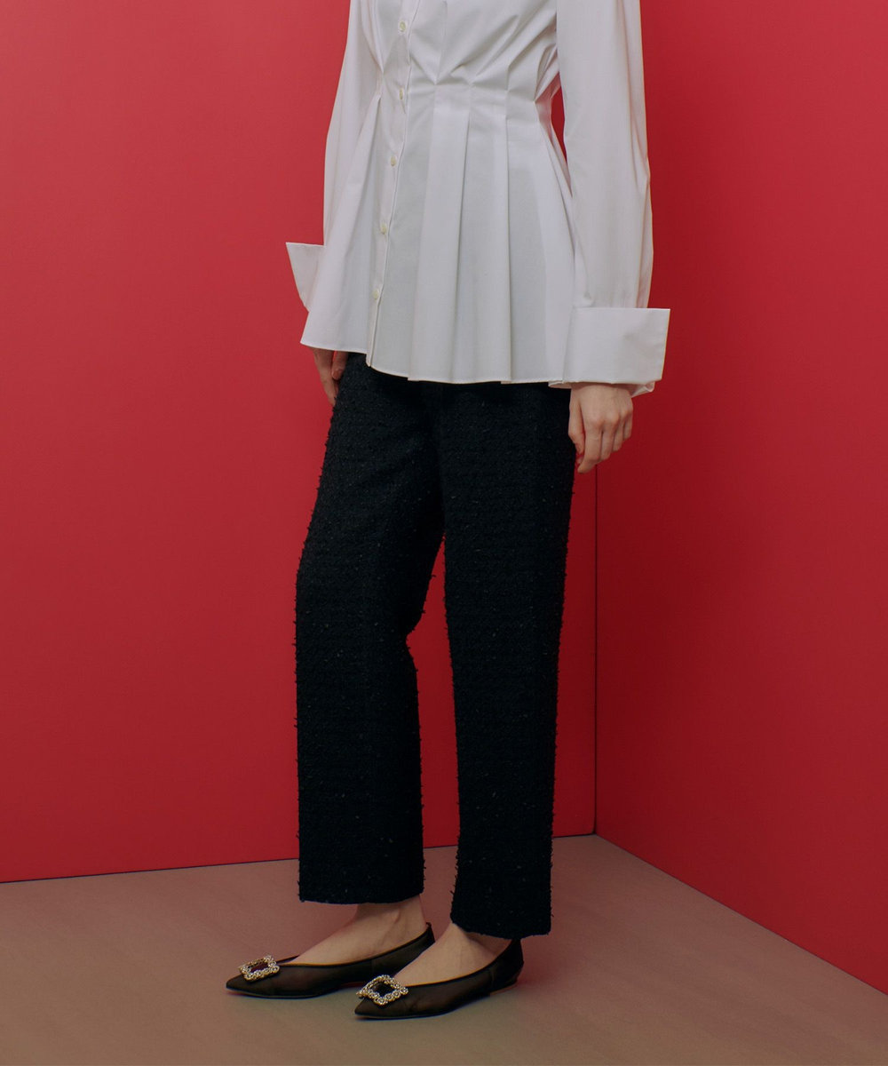 LOULOU WILLOUGHBY 【LOULOU WILLOUGHBY】ファンシーツイードパンツ ネイビー (65)