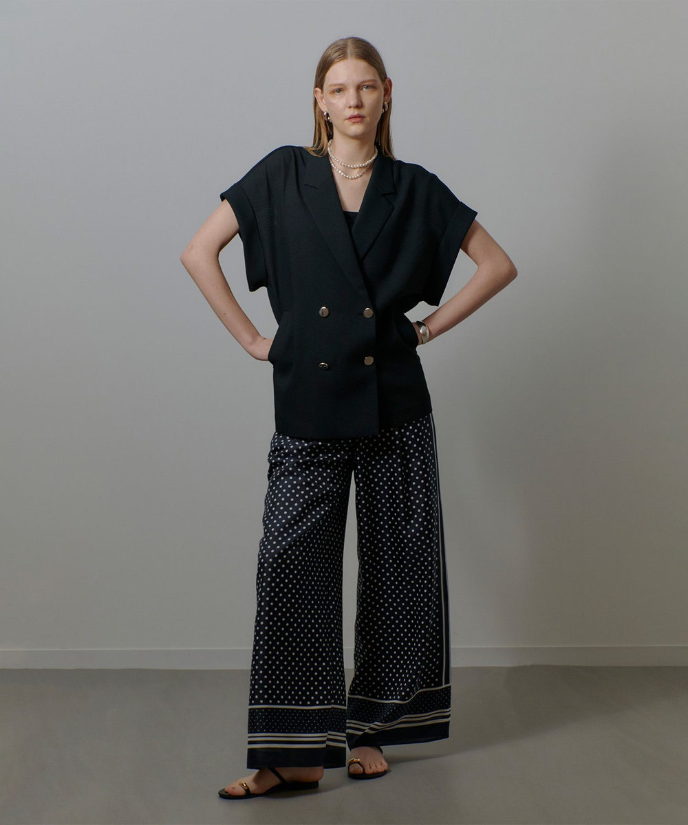 allureville スラブメッシュフレンチスリーブジャケット ネイビー (65)