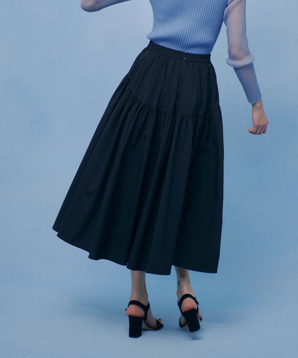 LOULOU WILLOUGHBY 【LOULOU WILLOUGHBY】キリカエタックタフタスカート ブラック (95)