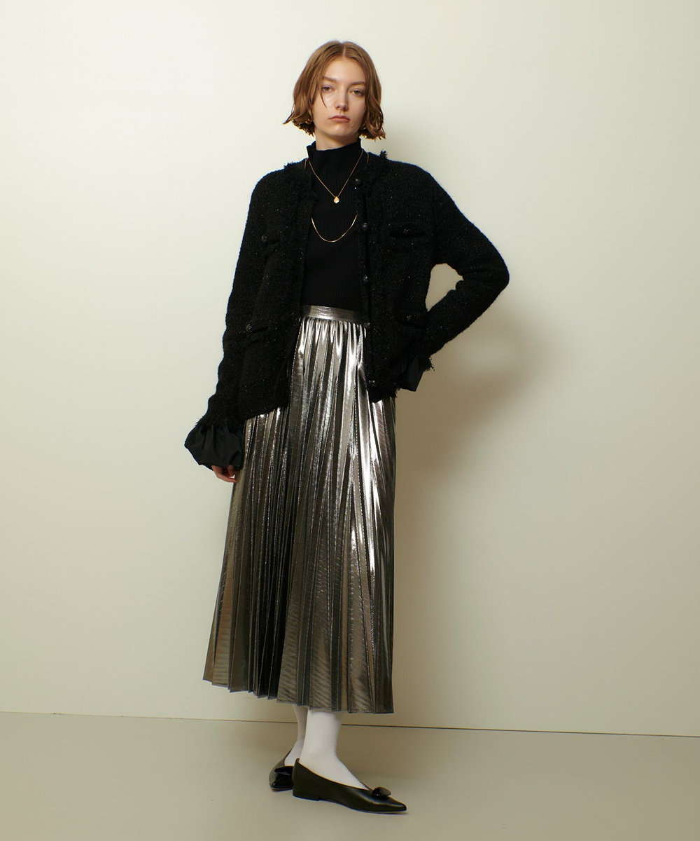 allureville メタリック切替プリーツスカート シルバー (90)