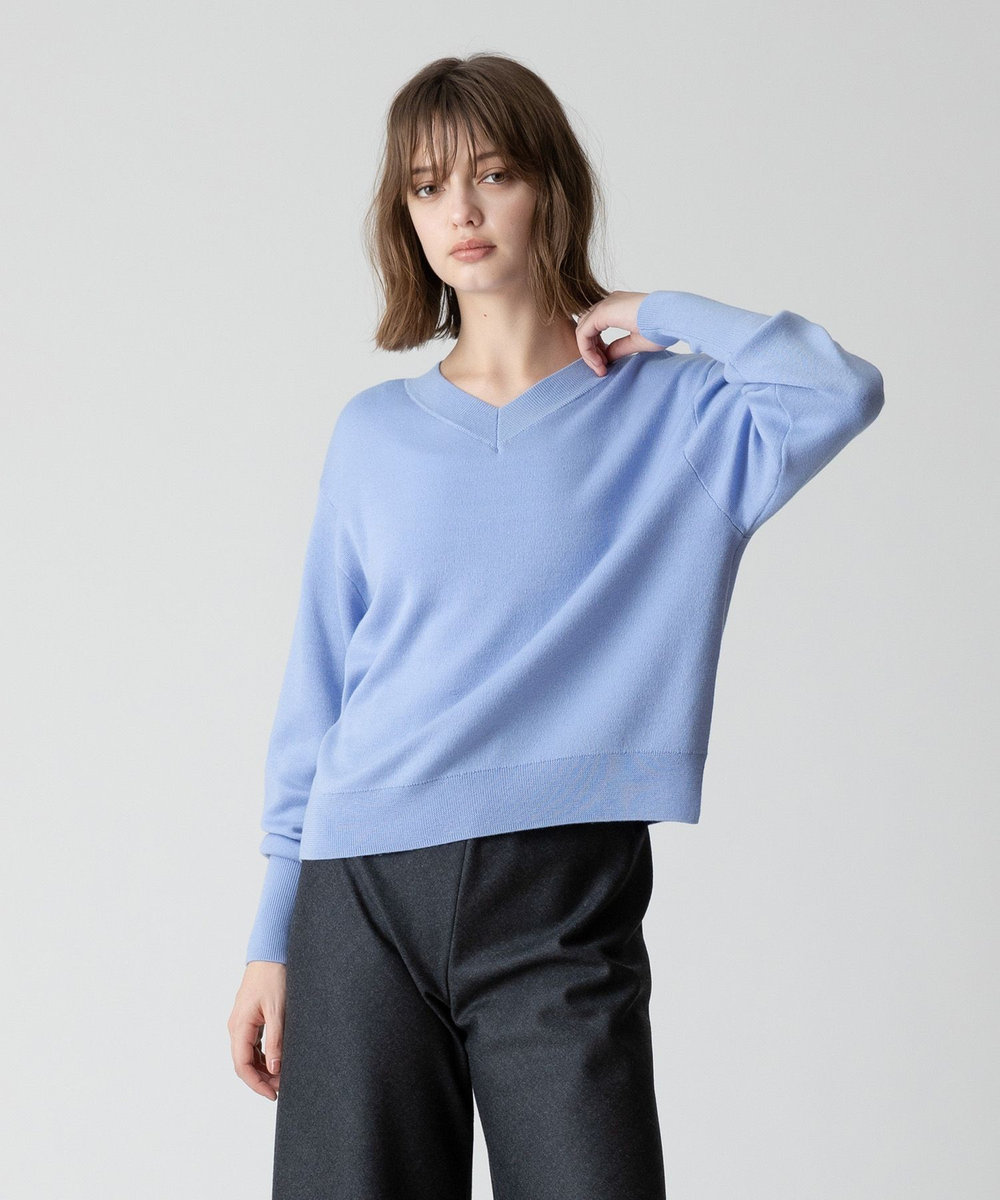 allureville 【セットアップ対応可能】ウールスムース2WAYネックプルオーバー サックス (63)