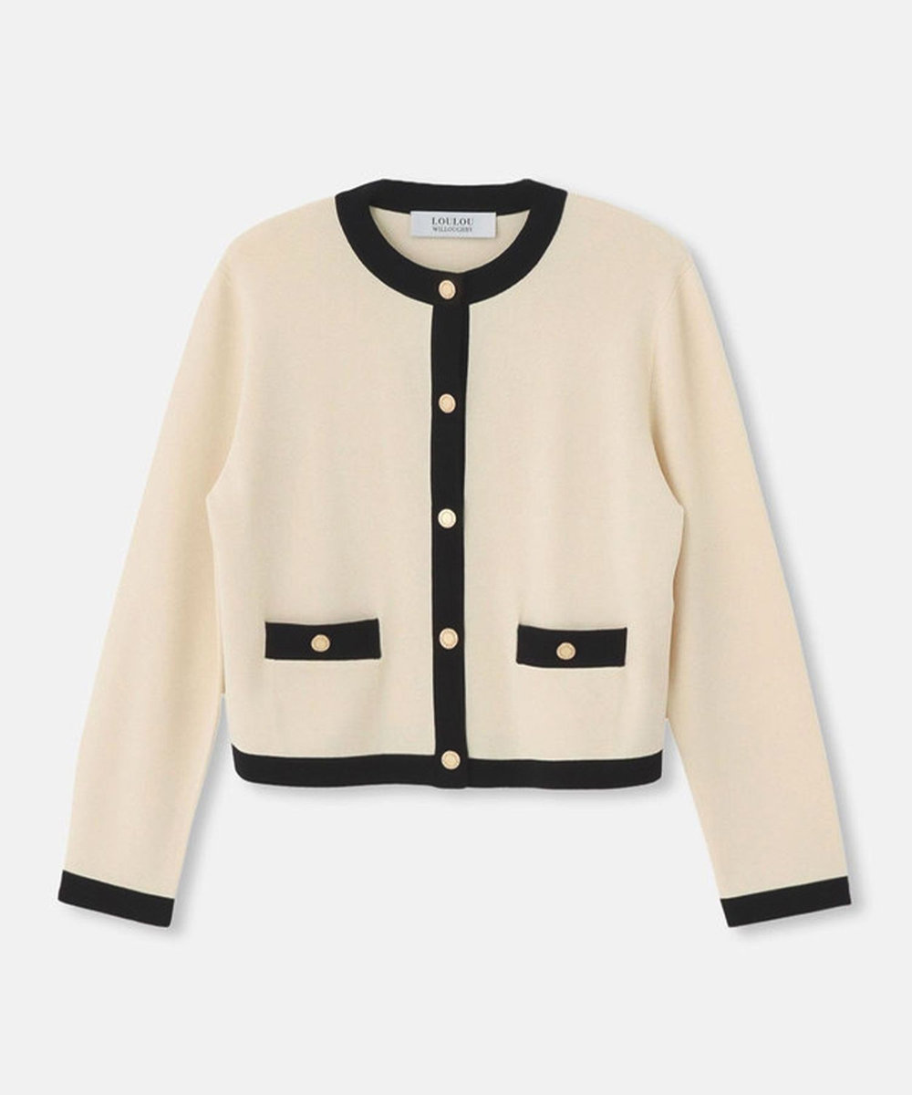 ◇【LOULOU WILLOUGHBY】バイカラーコンパクトカーディガン