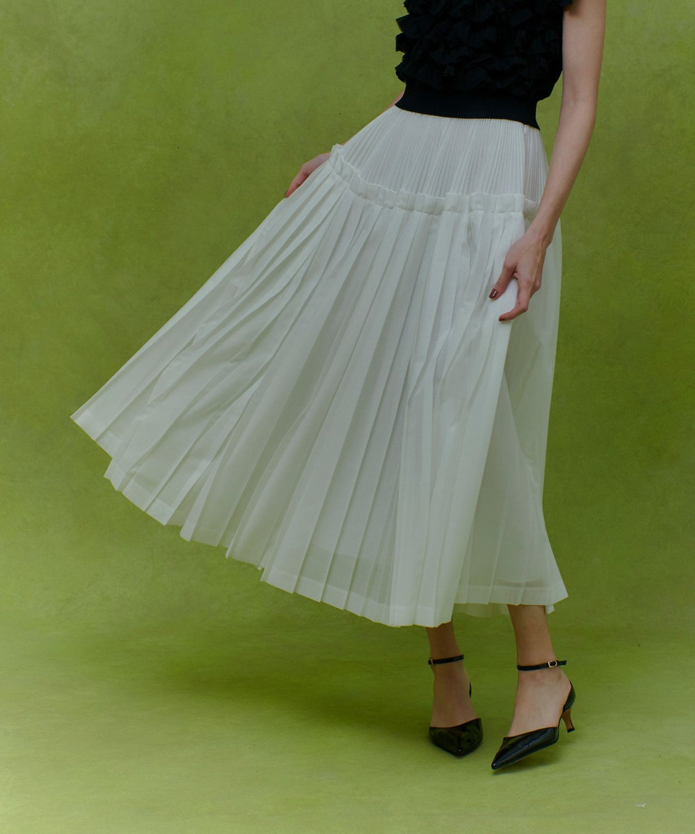 LOULOU WILLOUGHBY 【LOULOU WILLOUGHBY】カールマイヤープリーツスカート ホワイト (01)