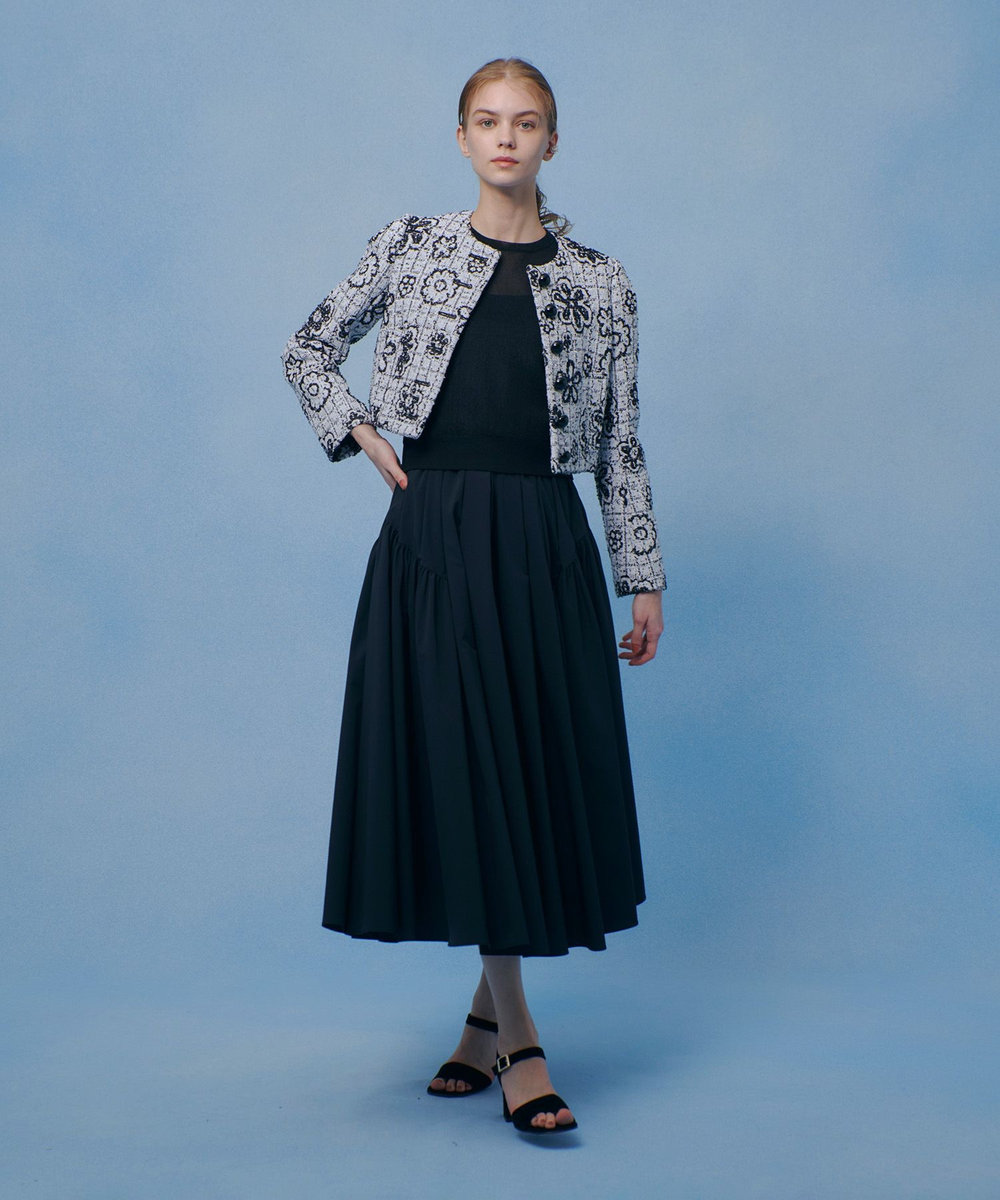 LOULOU WILLOUGHBY 【LOULOU WILLOUGHBY】キリカエタックタフタスカート ブラック (95)