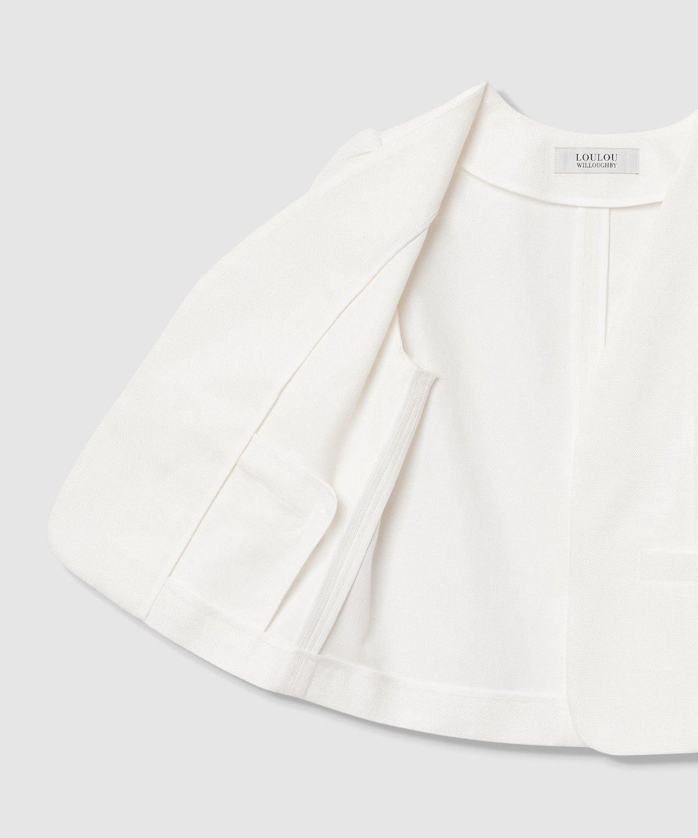 LOULOU WILLOUGHBY 【LOULOU WILLOUGHBY】ブライトリネン半袖ジャケット ホワイト (01)