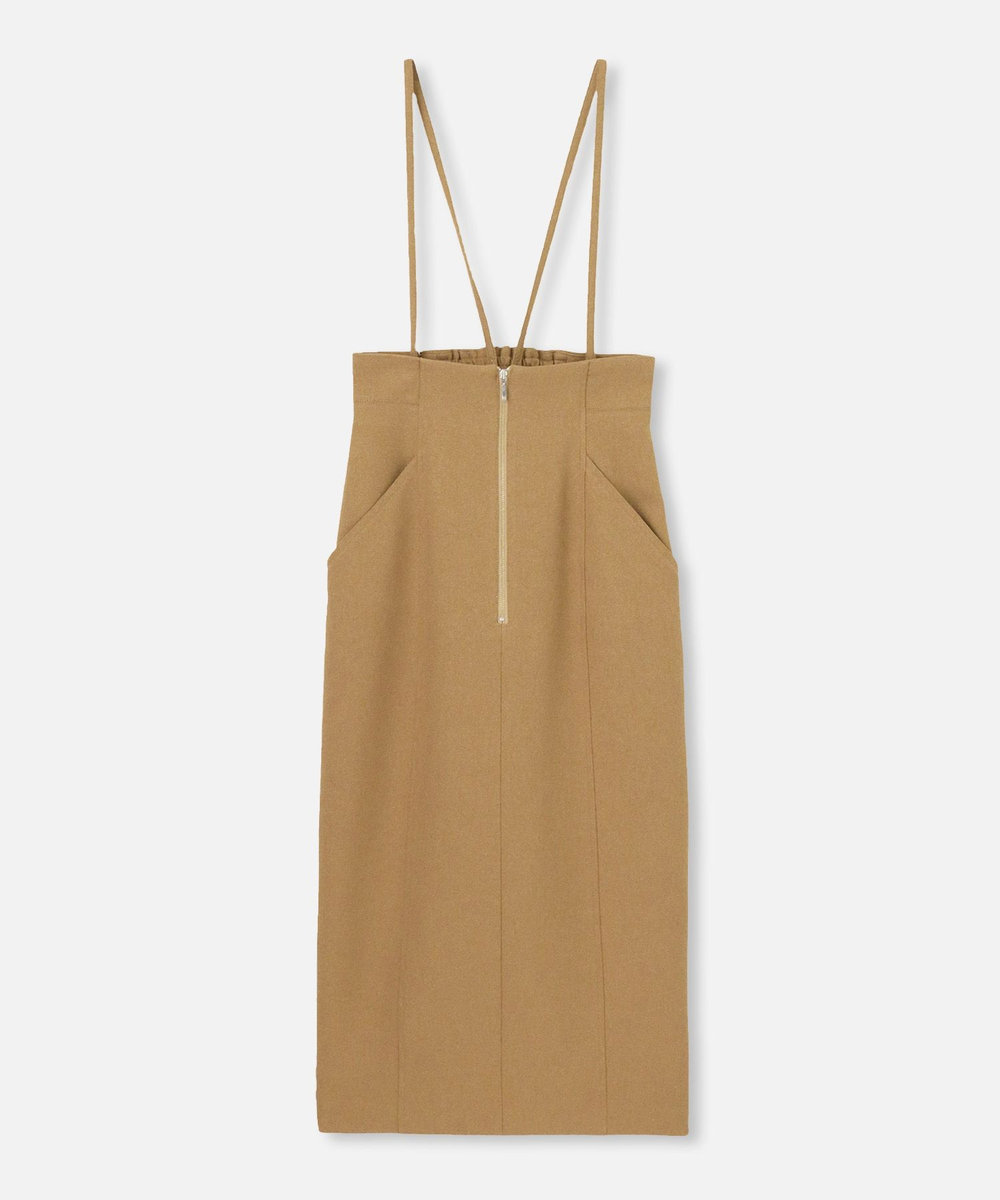allureville フロントジップサスペンダースカート キャメル (86)