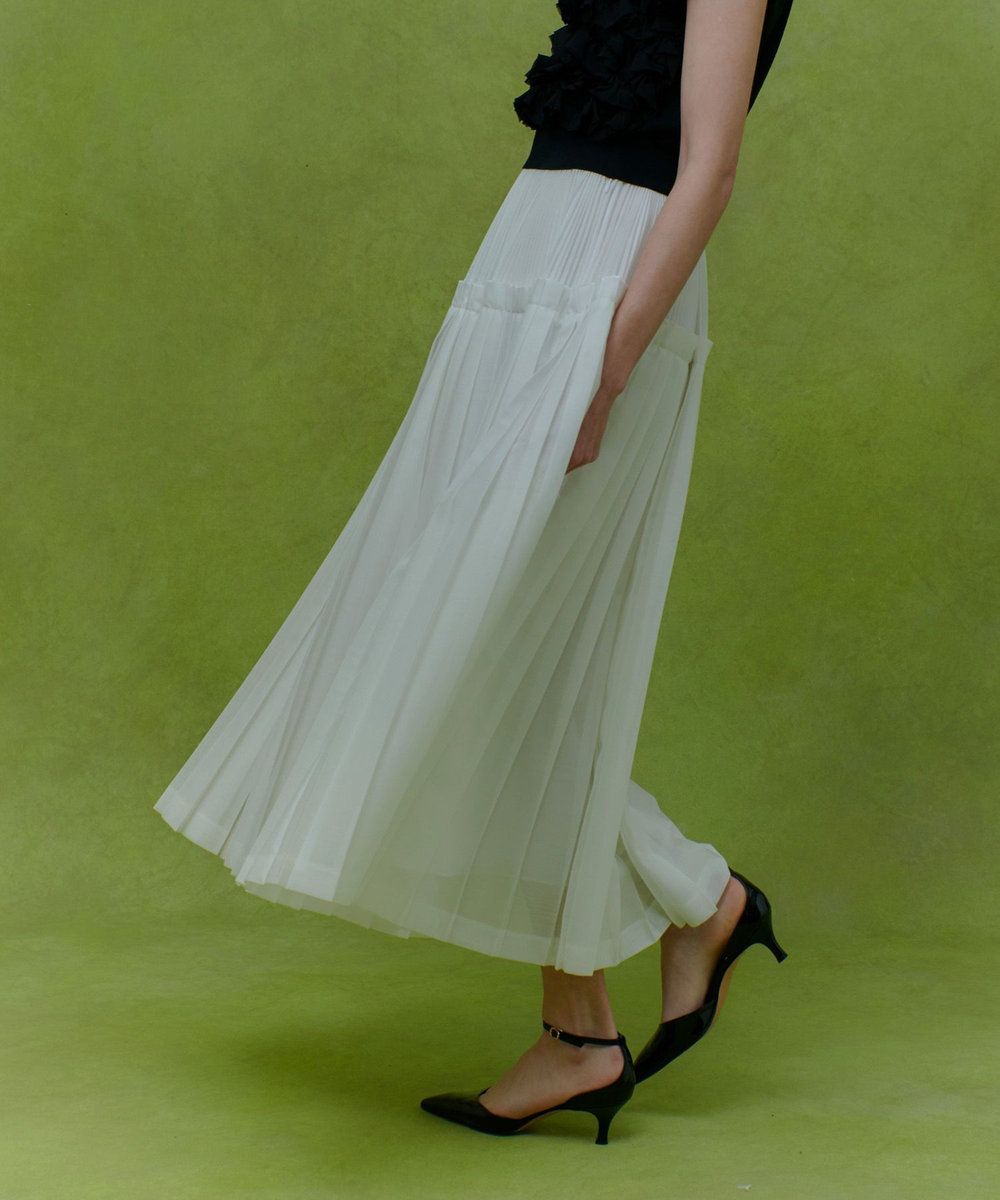 LOULOU WILLOUGHBY 【LOULOU WILLOUGHBY】カールマイヤープリーツスカート ホワイト (01)