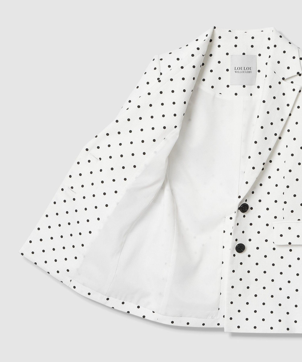 LOULOU WILLOUGHBY 【LOULOU WILLOUGHBY】リネン混ドットハーフスリーブジャケット ホワイト系 (08)