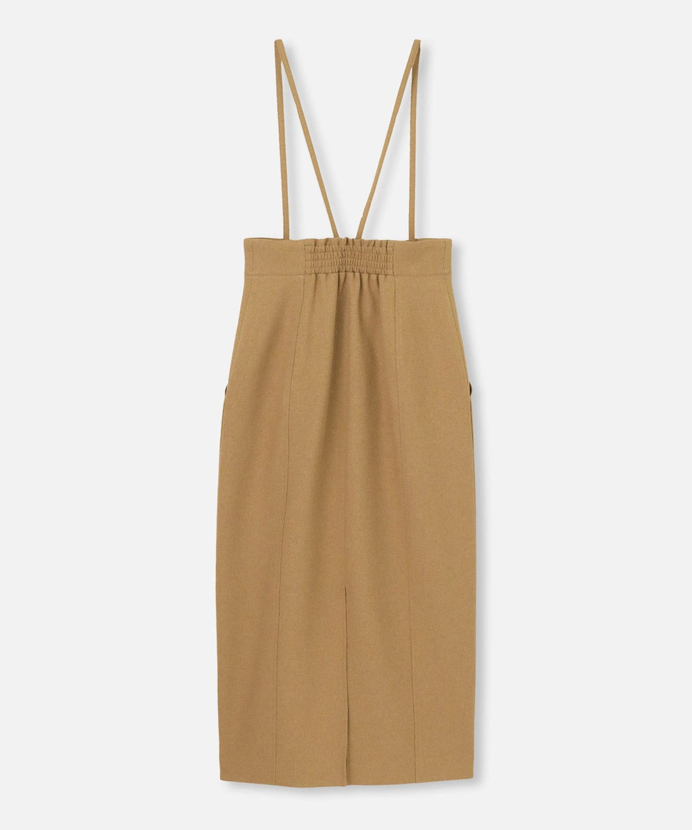 allureville フロントジップサスペンダースカート キャメル (86)