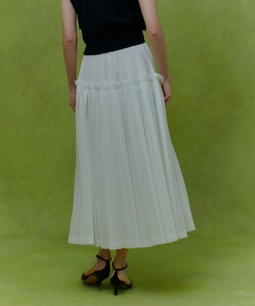 LOULOU WILLOUGHBY 【LOULOU WILLOUGHBY】カールマイヤープリーツスカート ホワイト (01)