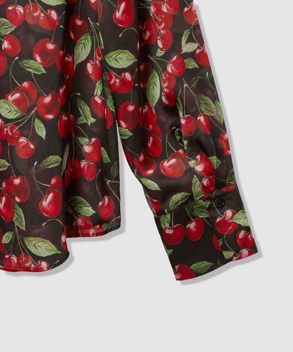 LOULOU WILLOUGHBY WEB限定【LOULOU WILLOUGHBY】LISAチェリープリント ボウタイブラウス ブラック (95)